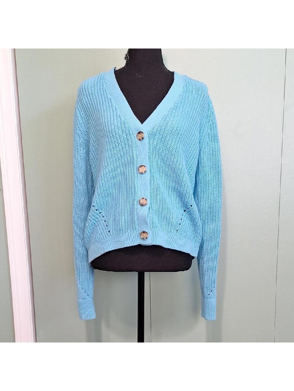 Loft Blue Button Front Sweater Cardigan Size Medium